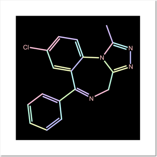 Xanax Kawaii Pastel Rainbow Molecule Posters and Art